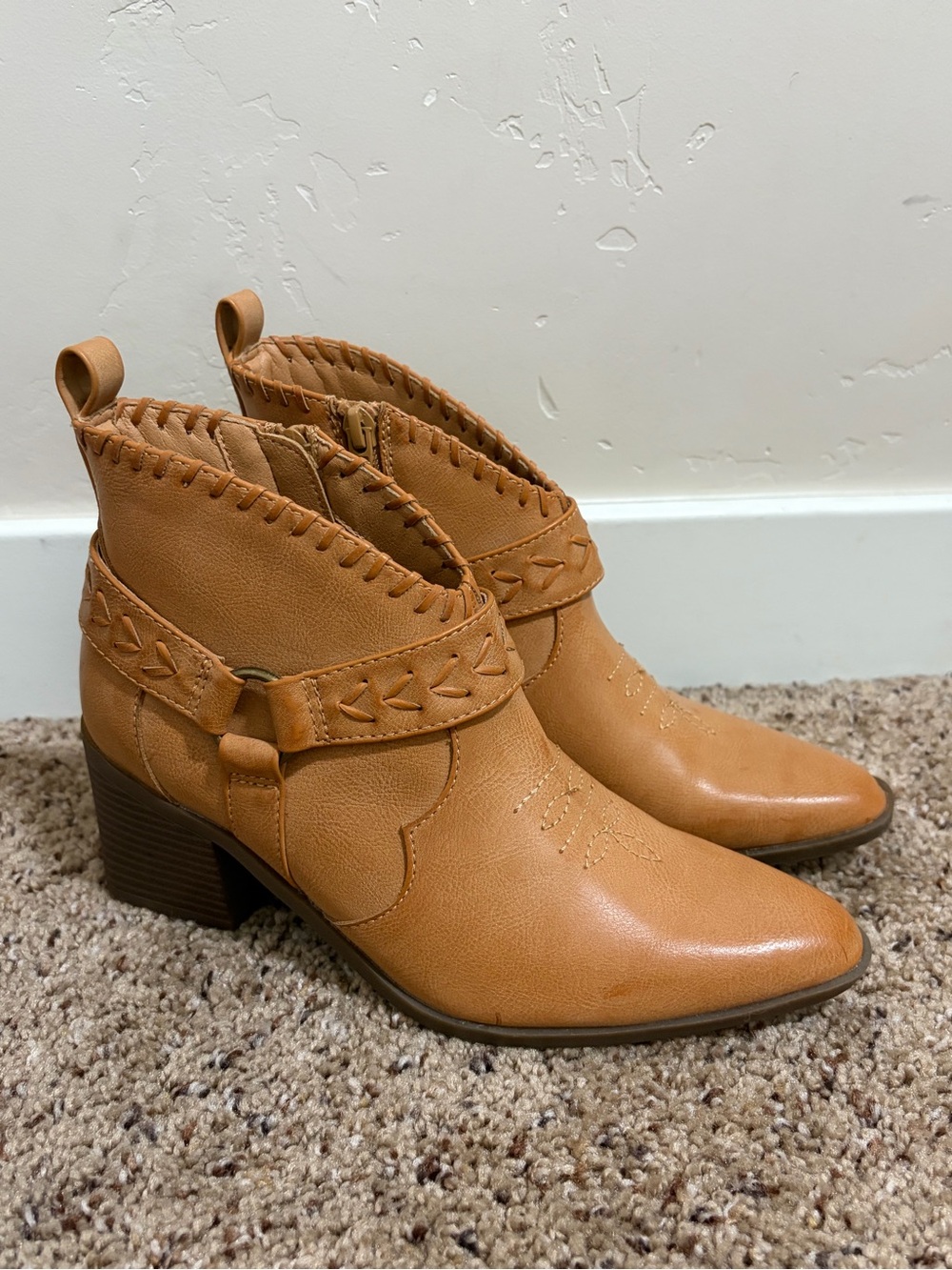 Frye & Co Palma Stacked Heel Booties, Light Tan, Women's Size 6